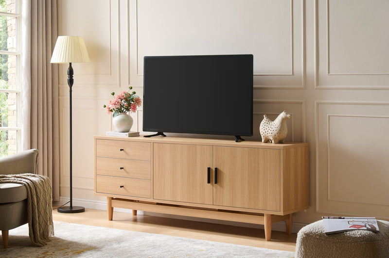 Kemper 71\" Modern TV Stand with Storage for TVs up to 70\"- Harvest Oak