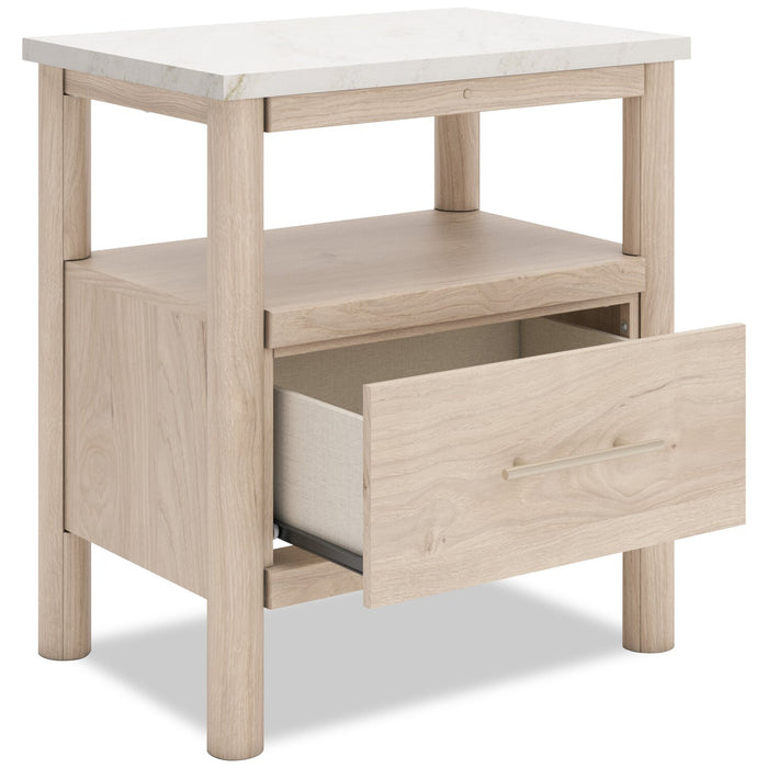Jolie 6pc Bedroom Set with Bed, Dresser, Mirror & Nightstand, Boucle Fabric, Natural - Full Size
