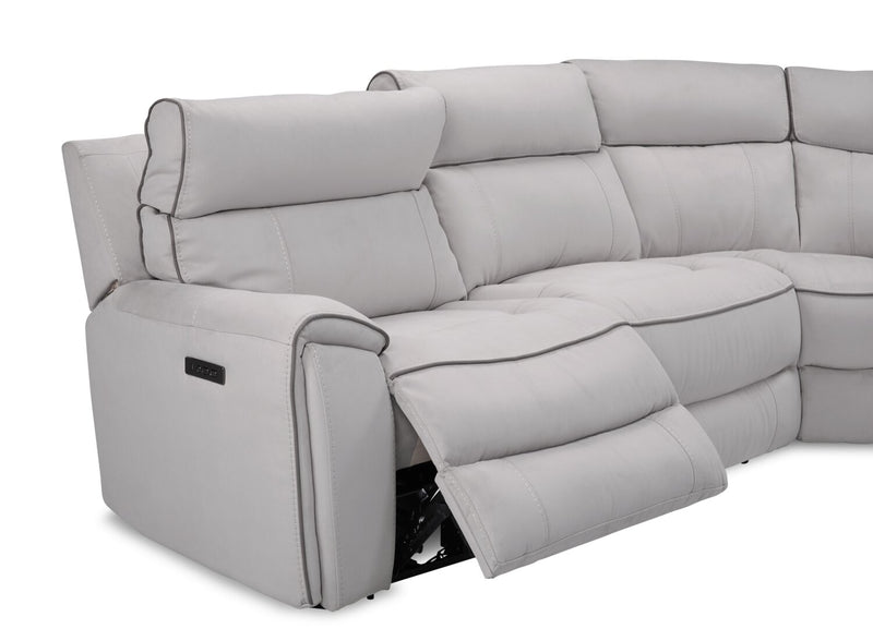 Cindy Crawford Home Newport 6-Piece Right-Facing Faux Suede Power Reclining Sectional - Grey