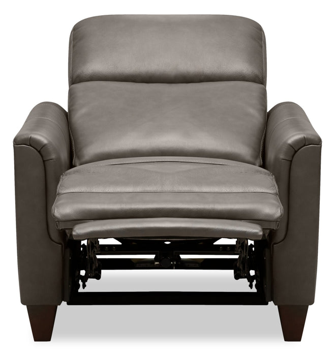 Bryce 35.5\" Top-Grain Genuine Leather Power Reclining Chair with Power Headrest - Grey