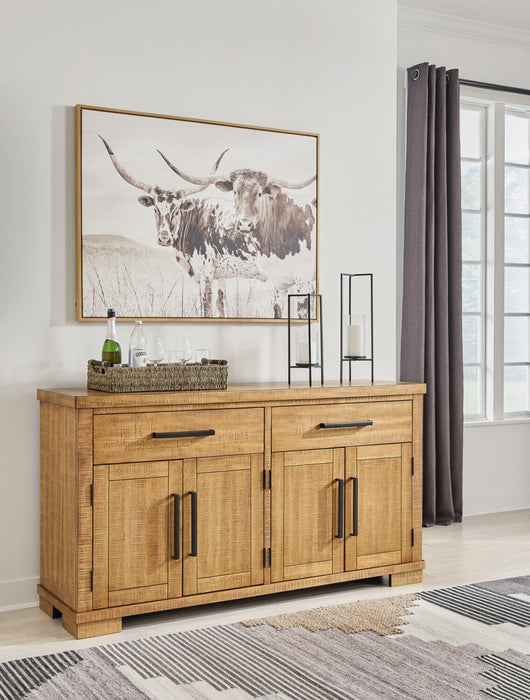 Archer Dining Server, 66\"W, 2 Drawers & 4 Doors with Adjustable Shelves - Light Brown
