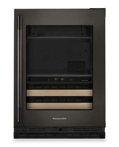 KitchenAid 24" Beverage Centre with Wood-Front Racks – Black Ore - KUBR524SBE | Refroidisseur à boissons KitchenAid de 24 po avec grilles à devant en bois - minerai noir - KUBR524SBE
