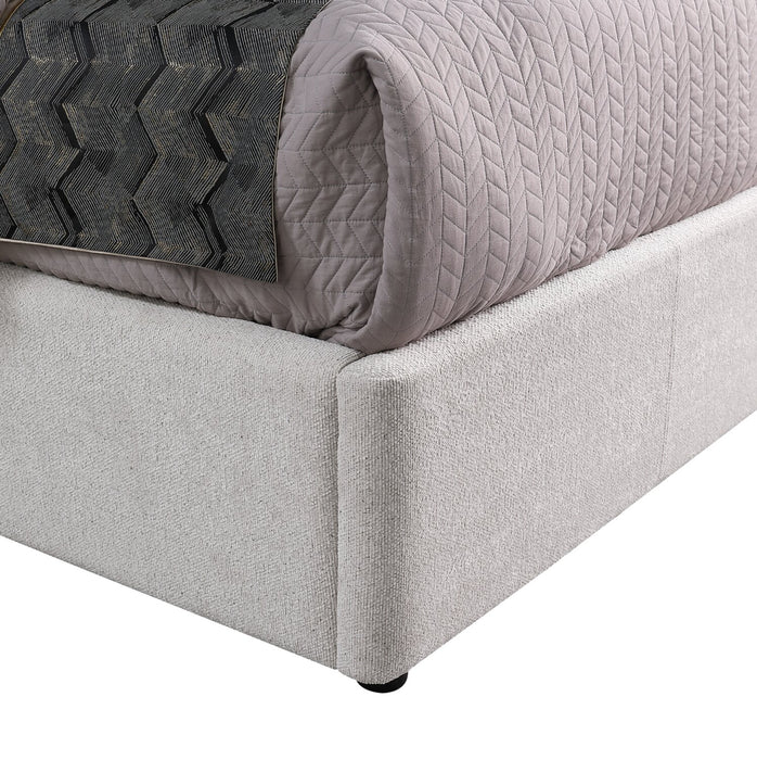 Nico Upholstered Storage Platform Bed in Polyester Grey Fabric, Hyrdraulic Lift  - Queen Size