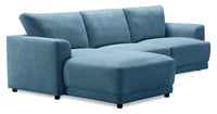 Voyage Modular 3-Piece Left-Facing Fabric Sectional with Removable Back Cushions – Blue 
