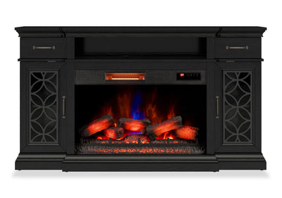 Zenith 64" Electric Fireplace TV Stand with Storage for TVs up to 70" - Black | Meuble pour téléviseur Zenith de 64 po avec foyer électrique et rangement, pour téléviseurs jusqu’à 70 po - noir