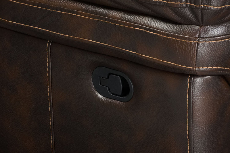 Leo 6-Piece Genuine Leather Reclining Sectional with Storage Console and Dual Cupholders - Walnut Brown