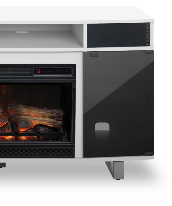 Kennedy 72\" Modern Electric Fireplace TV Stand with Storage and Cable Management for TVs up to 80\"- White