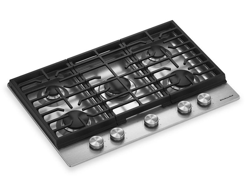 KitchenAid 30\" Gas-on-Metal Cooktop with Cast-Iron Grates – Stainless Steel - KCGK330SSS