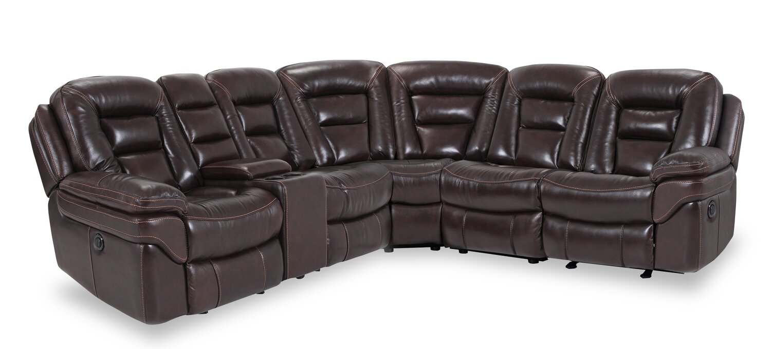 Leo 6-Piece Genuine Leather Power Reclining Sectional with Storage