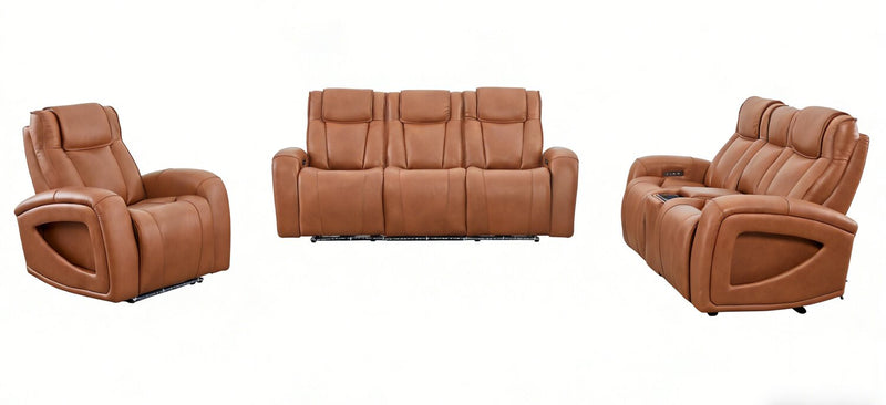 Shaquille O’Neal Home Titan 42\" Genuine Leather Power Reclining Chair with Shaq-o-pedic Comfort – Earth 