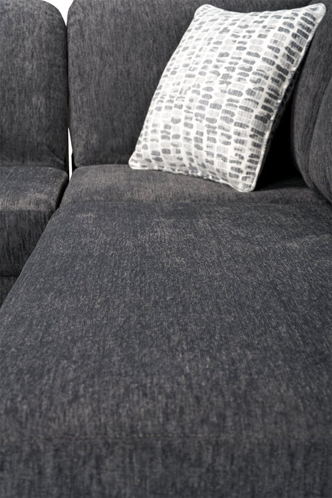 Made in Canada Morgan 3-Piece Right-Facing Chenille Fabric Sectional with Sofa and Accent Pillows - Grey