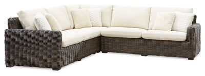 Halifax 3-Piece Outdoor Patio Set with 2 Loveseats & Corner Chair, UV & Weather Resistant - Beige/Brown | Ensemble Halifax 3 pièces pour la terrasse à l’extérieur avec 2 causeuses et fauteuil en coin - brun et beige