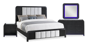 Kaleo 6pc Bedroom Set with Bed, Dresser, Mirror & Nightstand, LED, Modern,  Black - King Size