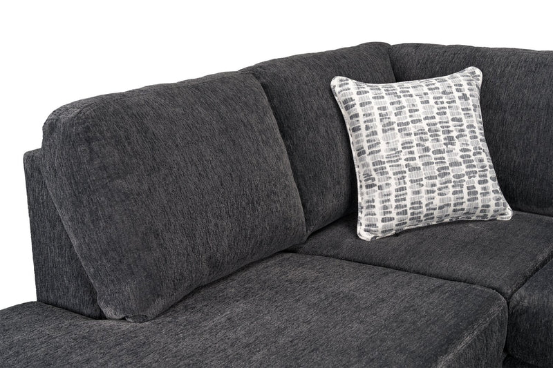 Made in Canada Morgan 3-Piece Left-Facing Chenille Fabric Wrap Sectional with Accent Pillows - Grey