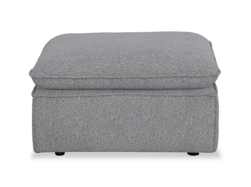 Farah 33.85\" Chenille Fabric Ottoman with Feather Down Cushion - Silver