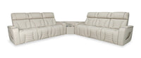 Zen 3-Piece Faux Leather Power Reclining Sectional with Massage and Two Drop-Down Consoles - Apricot 