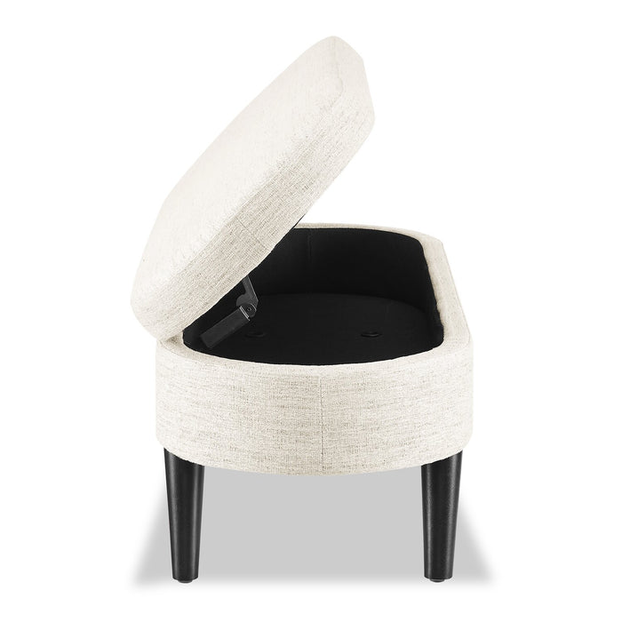 Montreal 43.5\" Oval Fabric Storage Ottoman - White