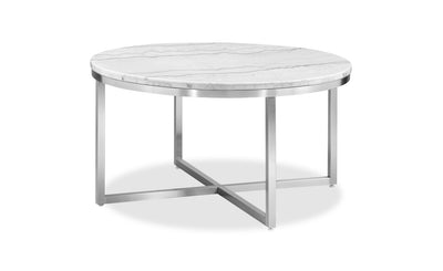 Sampson 34" Modern Round Marble Coffee Table - White | Table à café ronde moderne Sampson en marbre de 34 po - blanc | SAMWHCTR