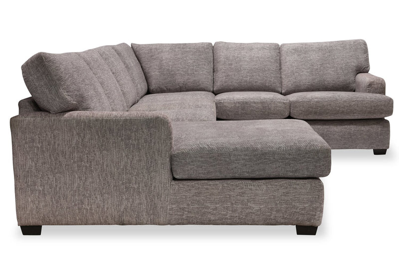Made in Canada Luxe 3-Piece Left-Facing Fabric Sectional with Removable Cushions - Zaftig Dove Grey