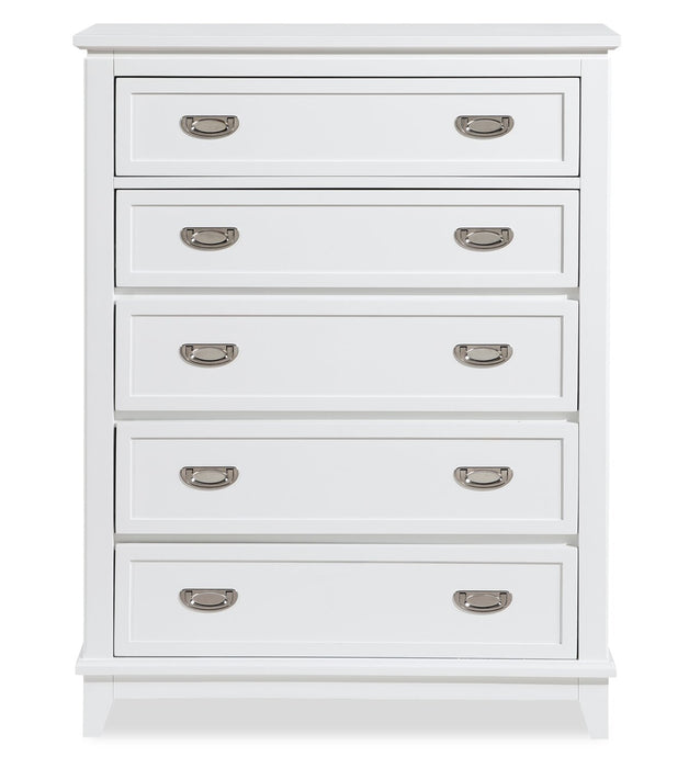 Quinn Bedroom Chest of Drawers, 5-Drawer, 36.5\"W x 48.5\"H - White