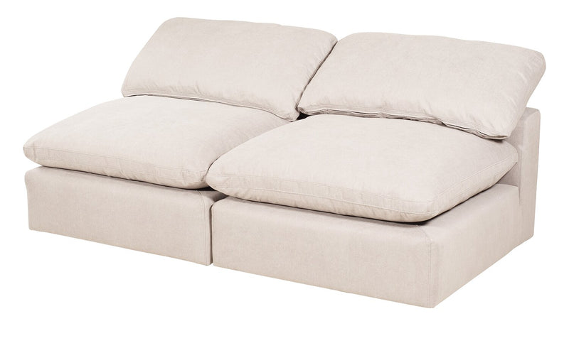 Eclipse Modular 8-Piece Linen-Look Fabric Sectional with Reversible Feather Down Cushions - Linen White