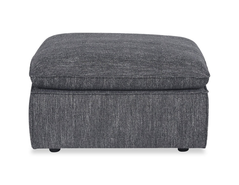 Farah 33.85\" Chenille Fabric Ottoman with Feather Down Cushion - Charcoal