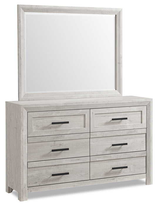 Lark Bedroom 6-Drawer Dresser, 58\"W x 35\"H - Rustic White