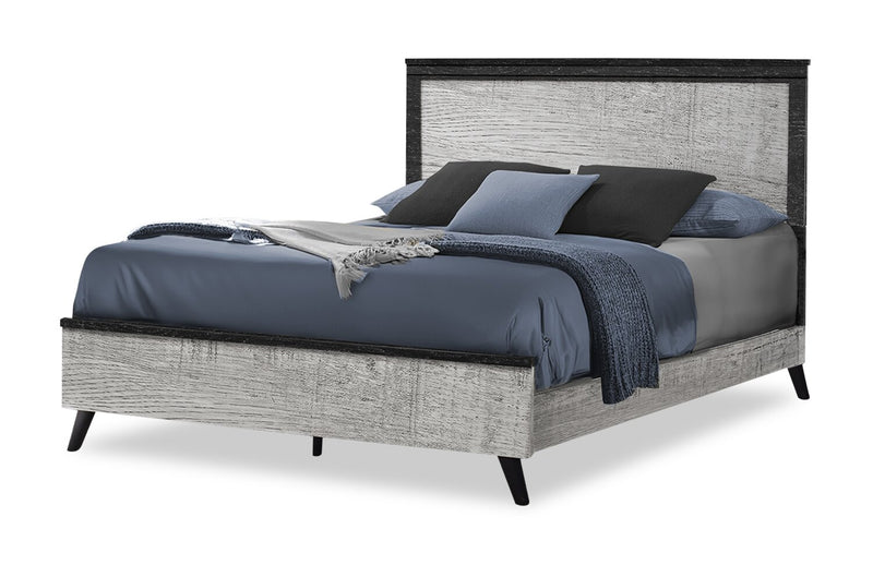 Blake 5pc Bedroom Set with Bed, Dresser & Mirror, Grey & Black - Queen Size