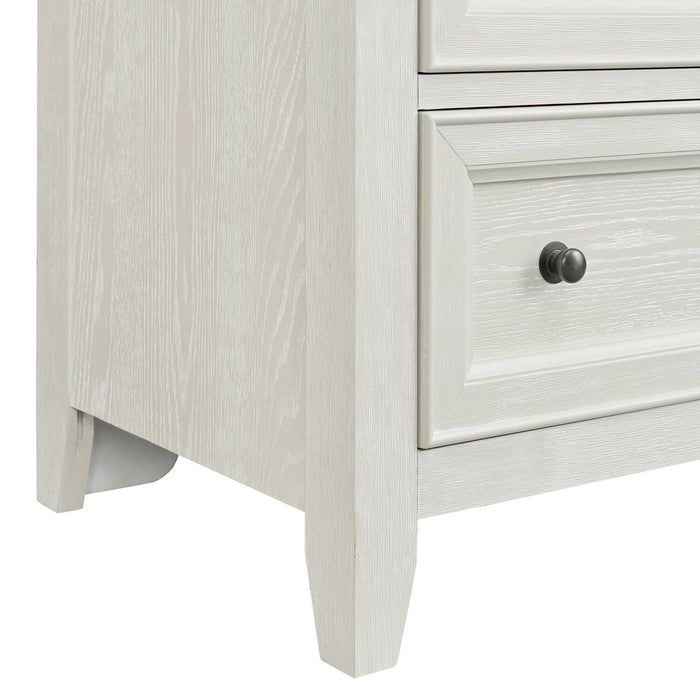 Casa Bedside 3-Drawer Nightstand with USB Port, 27\"W x 26.5\"H, Wood - White