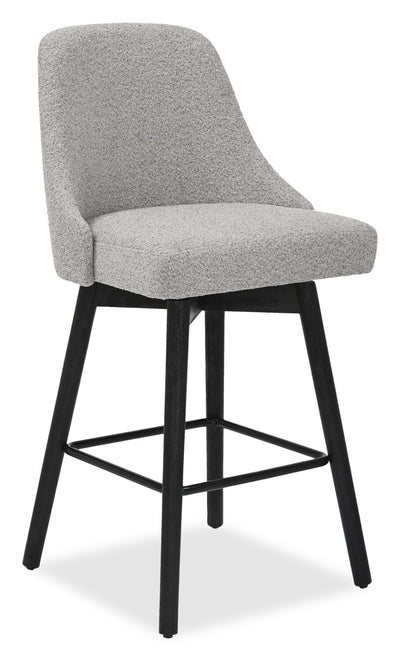 Nash Counter-Height Stool with Swivel Seat & Polyester Fabric, 26.5"H, Wood & Metal - Grey | Tabouret 26.5 po Nash de hauteur comptoir en tissu de polyester, bois et en métal avec siège pivotant - gris foncé