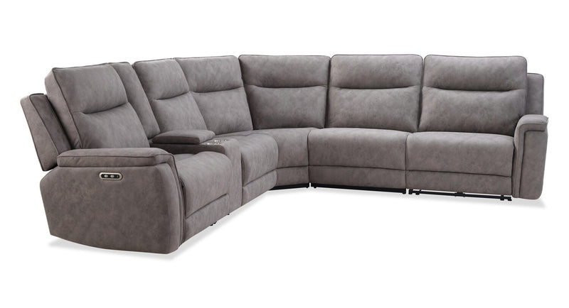 Caleb 6-Piece Power Reclining Sectional with Storage Console and USB Port - Grey