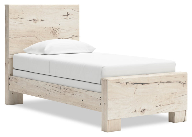 Derekson Panel Bed with Headboard & Frame for Kids, Rustic White - Twin Size