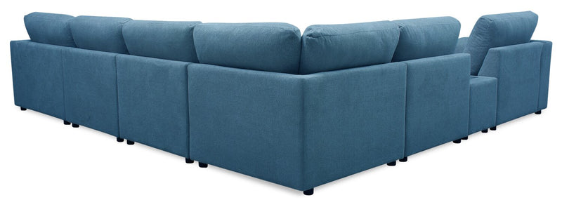 Voyage Modular 7-Piece Right-Facing Fabric Sectional with Console and Removable Back Cushions – Blue