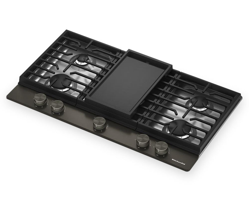 KitchenAid Gas-on-Metal Cooktop with Integrated Wok Grate - Black Ore - KCGK736SBE