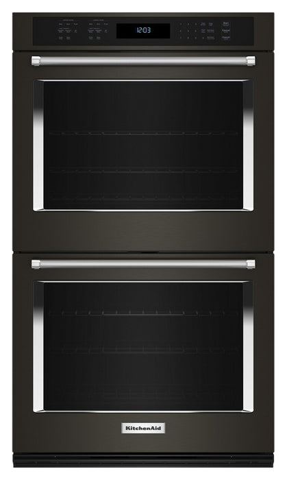 KitchenAid 30\" 10 Cu. Ft. Electric Double Wall Oven with True Convection - Black Stainless Steel PrintShield™ - KOED530PBS