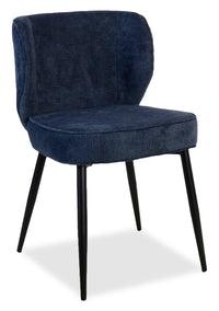Sara Wing-Back Dining Chair with Polyester Fabric, Metal - Blue