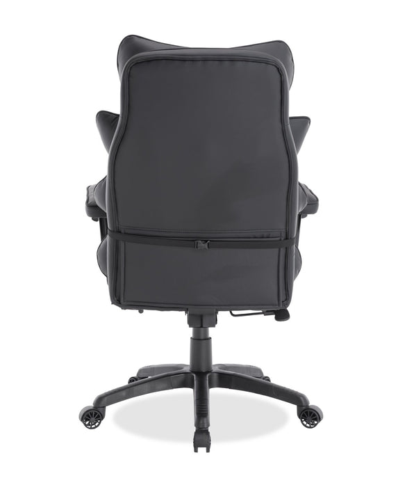 Tommy 28.7\" Faux Leather Adjustable Office Chair with Footrest and Adjustable Arms – Black 