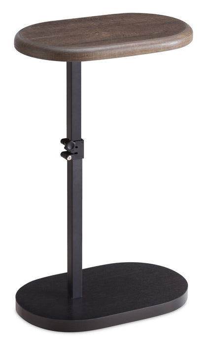 Cedric 18\" Adjustable Accent Table – Walnut Oak and Black 