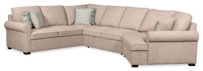 Scott Living Haven 3-Piece Right-Facing Chenille Fabric Cuddler Sleeper Sectional - Taupe | Sofa-lit sectionnel enveloppant de droite Haven de Scott Living 3 pièces en tissu de chenille - taupe