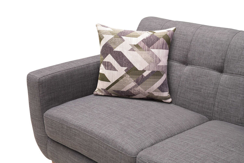 Kort & Co. Freeman 88\" Linen-Look Fabric Sofa with Wood Base and Tufted Back Cushions - Charcoal Grey