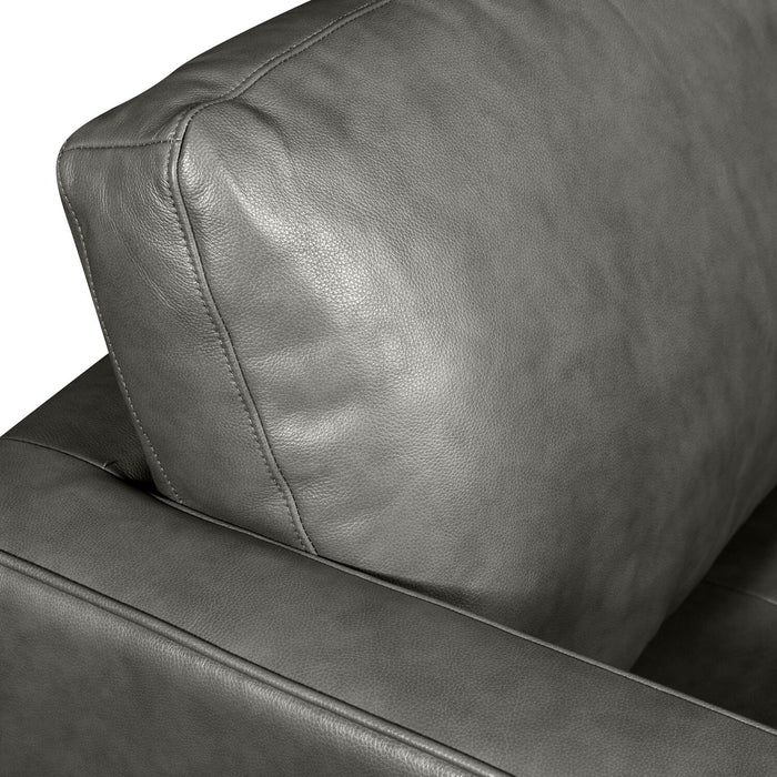 Edge 2-Piece Left-Facing Genuine Leather Sectional with Wood Legs and Removable Back Cushions - Grey