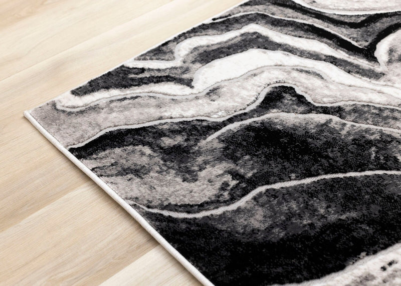Plasma Black Grey Area Rug - 5'3\" x 7'7\"