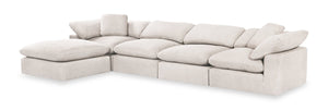 Eclipse 5-Piece Linen-Look Fabric Modular Sectional with Ottoman - Linen