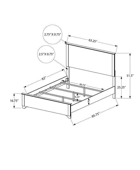 Clara Panel Bed with Headboard & Frame, Bleached Oak & Brown - Queen Size