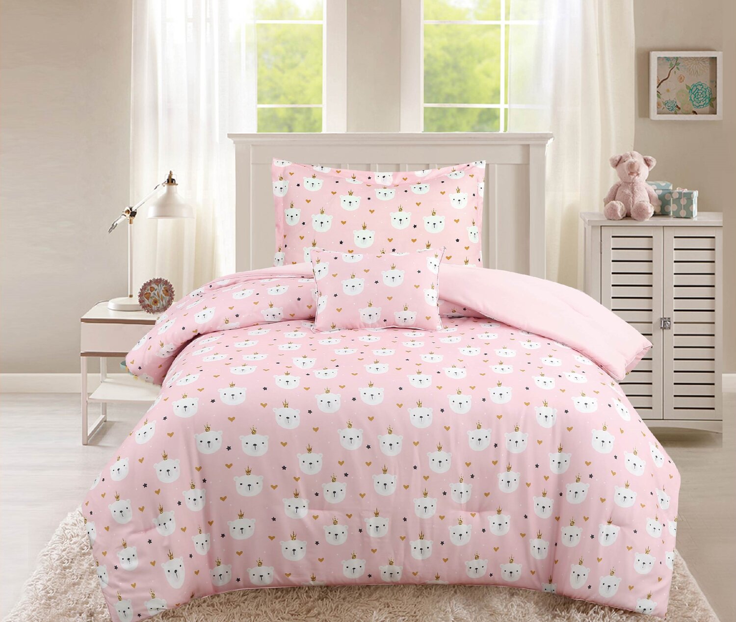 Elsie 3-Piece Twin Comforter Set Pink The Brick