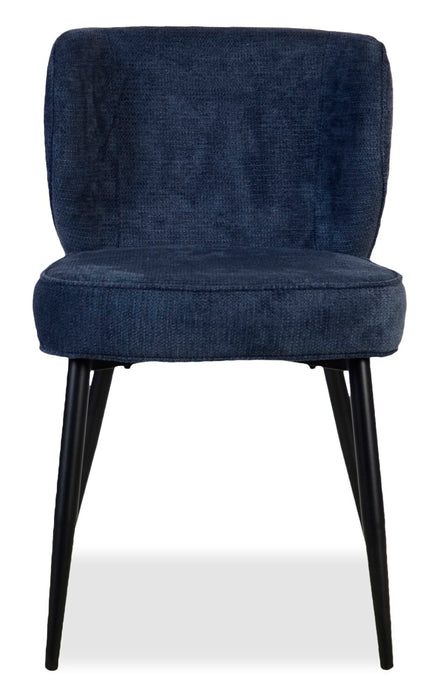 Sara Wing-Back Dining Chair with Polyester Fabric, Metal - Blue