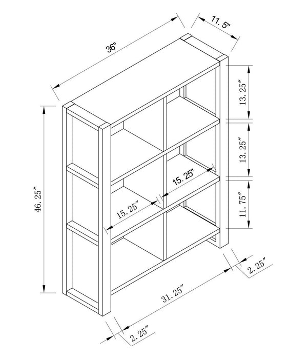 Oscar Owen 36\" 6-Cube Bookcase - Grey