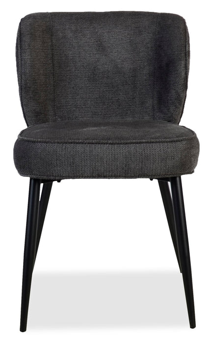 Sara Wing-Back Dining Chair with Polyester Fabric, Metal - Grey