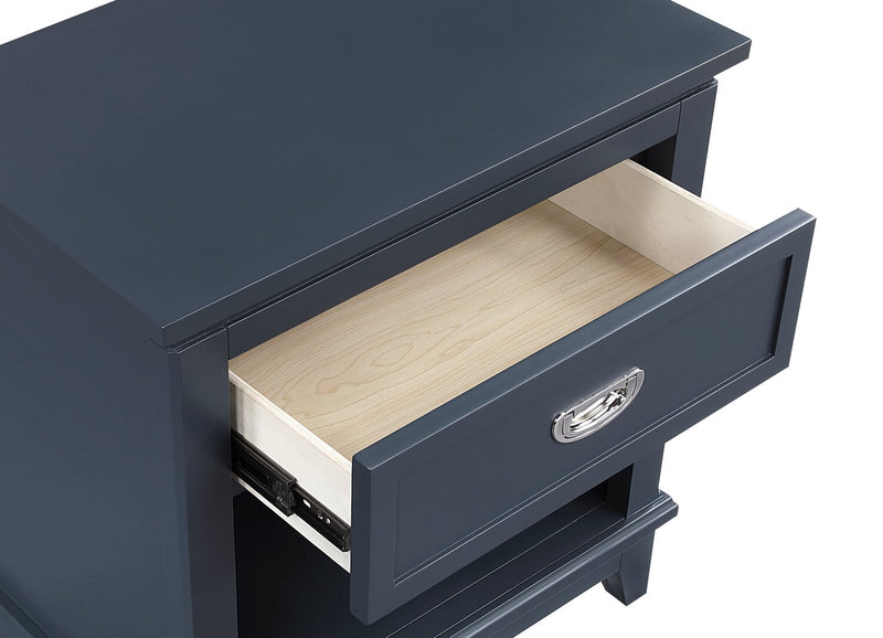 Quinn Bedside 1-Drawer Nightstand with Shelf, 24\"W x 26\"H - Blue