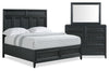 Casa 5pc Bedroom Set with Bed, Dresser & Mirror, Wood, Black - Queen Size